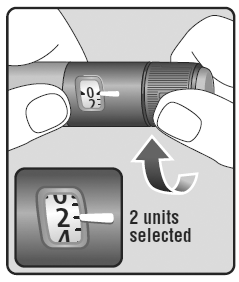 Turn the dose selector to select 2 units - Illustration