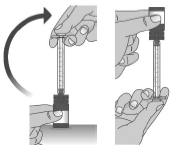 Keep the dosing dispenser in place and turn the bottle upside down - Illustration