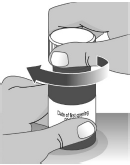 Place the child-resistant cap back on the bottle and turn the cap to the right (clockwise) - Illustration
