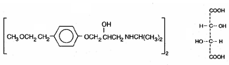 Metoprolol tartrate structural formula illustration