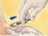 Immediately dispose of the syringe in the nearest
sharps container - Illustration Immediately dispose of the syringe in the nearest
sharps container - Illustration