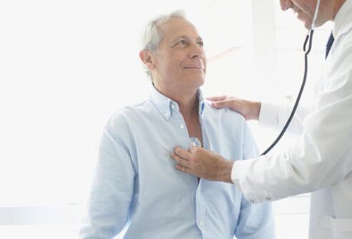 An older male at a doctor’s appointment getting tested for low testosterone.