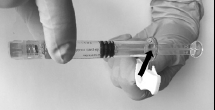 Place the vial in a standing upright position on the prepared surface - Illustration