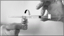 Gently twist the syringe until it stops turning to ensure a tight connection - Illustration