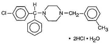 MECLIZINE HYDROCHLORIDE Structural Formula Illustration