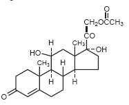 Hydrocortisone acetate structural formula illustration Hydrocortisone acetate structural formula illustration