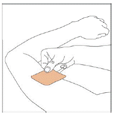 Apply the sticky half of your NEUPRO patch - Illustration Apply the sticky half of your NEUPRO patch - Illustration