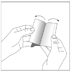 Grasp the two sides of the pouch and pull apart - Illustration Grasp the two sides of the pouch and pull apart - Illustration