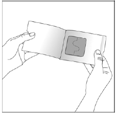 Grasp the two sides of the pouch and pull apart - Illustration Grasp the two sides of the pouch and pull apart - Illustration