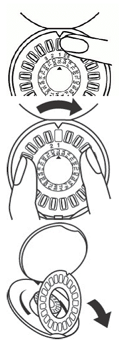Turn the dial to the pill “1” position - Illustration