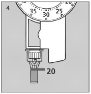 The insulin will fill the lower part of the cap - Illustration