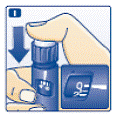 Push the capped needle straight onto the Pen and twist the needle on until it is tight - Illustration