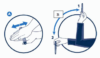 Hold the NovoLog® Mix 50/50 FlexPen® Prefilled syringe in a horizontal (flat) position between your palms - Illustration