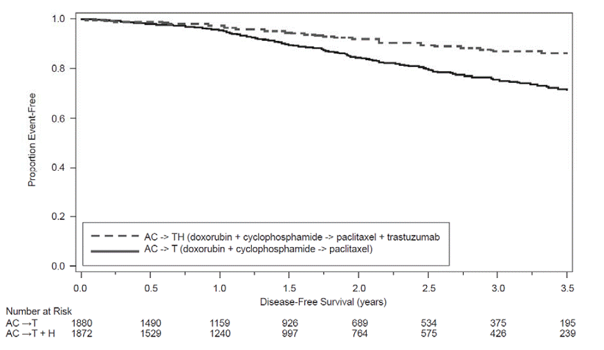 Duration of Disease-Free Survival in Patients
with Adjuvant Treatment of Breast Cancer - Illustration