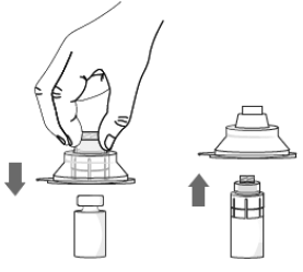 Remove and throw away the packaging of the
vial adapter - Illustration