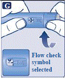 Turn the dose selector until the dose counter shows the flow check symbol - Illustration Turn the dose selector until the dose counter shows the flow check symbol - Illustration