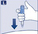 Insert the needle into your skin as your healthcare provider has shown you. - Illustration Insert the needle into your skin as your healthcare provider has shown you. - Illustration