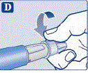 Push the needle straight onto the pen. Turn until it is on tight. - Illustration Push the needle straight onto the pen. Turn until it is on tight. - Illustration