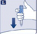 Insert the needle into your skin as your healthcare provider has shown you. - Illustration Insert the needle into your skin as your healthcare provider has shown you. - Illustration
