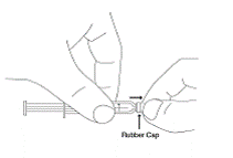 Remove and throw away the rubber cap from the tip of the syringe barrel - Illustration