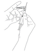 Using your thumb and finger, gently tap the syringe to bring air bubbles to the top - Illustration