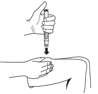 Push the needle straight down through the middle of the rubber stopper on the vial. Slowly inject all the air from the syringe into the air space above the solution - Illustration