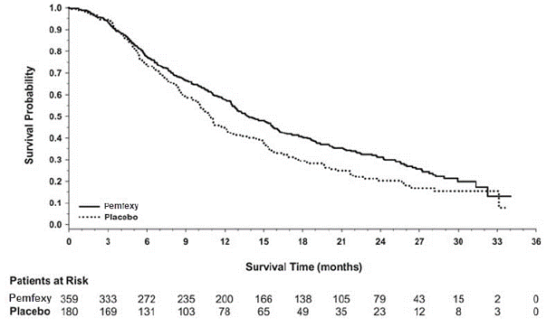 Kaplan-Meier
Curves for Overall Survival in PARAMOUNT - Illustration Kaplan-Meier
Curves for Overall Survival in PARAMOUNT - Illustration