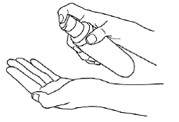Put 2 pumps of PENNSAID on your hand - Illustration Put 2 pumps of PENNSAID on your hand - Illustration