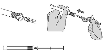 Gently and slowly insert the plunger rod into the pre-filled applicator - Illustration