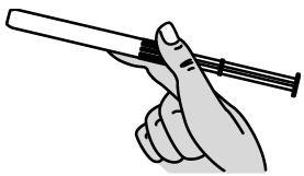 Hold the pre-filled applicator at the grooved area closest to the plunger rod - Illustration