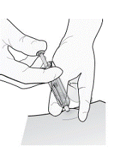Insert needle and inject all the liquid
subcutaneously - Illustration Insert needle and inject all the liquid
subcutaneously - Illustration