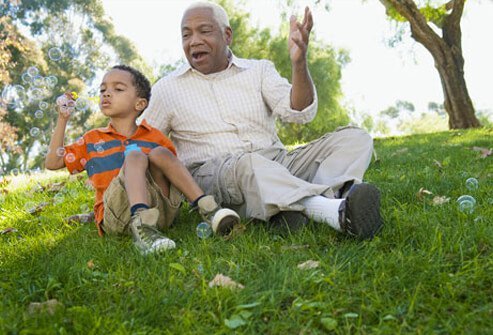 Photo of grandfather, a prostate cancer survivor, and grandson.