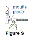 Place the mouthpiece between your teeth and on top of your tongue -Illustration