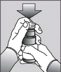 Push the ribbed end of the bottle adapter into the neck of the bottle until it is firmly in place. The bottom edge of the adapter should fully contact the top rim of the bottle - Illustration
