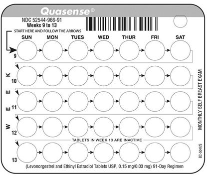 The card in tray 3 contains 35 pills consisting of 28
    white pills  - Illustration