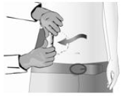 Slowly peel back the release liner from under the QUTENZA with one hand, use your other hand to smooth QUTENZA down onto the skin - Illustration Slowly peel back the release liner from under the QUTENZA with one hand, use your other hand to smooth QUTENZA down onto the skin - Illustration