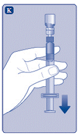 Invert the REBINYNvial and slowly draw the solution
into the syringe - Illustration Invert the REBINYNvial and slowly draw the solution
into the syringe - Illustration