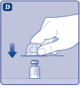 Place the vial adapter over the REBINYN vial and press down firmly - Illustration Place the vial adapter over the REBINYN vial and press down firmly - Illustration