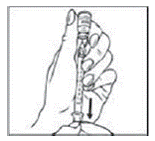 Slowly pull back the plunger to draw the right amount of liquid back into the syringe - Illustration
