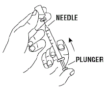 Pull the plunger back to the number on the syringe that matches your dose - Illustration