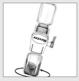 Swirl the connected vials gently and continuously until the powder is completely dissolved - Illustration