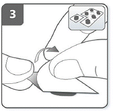 Take 1 blister and peel away the protective backing - Illustration Take 1 blister and peel away the protective backing - Illustration