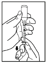 Leave the syringe in the vial and turn both upside down - Illustration