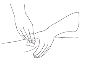 Choose your injection site and wipe the
site with an alcohol wipe - Illustration