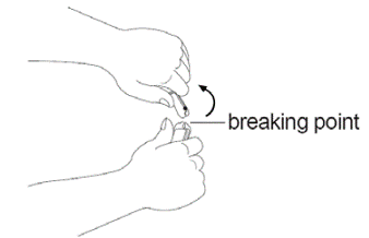 Snap off at the line marked on the ampule neck - Illustration