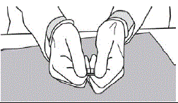 Use your index fingers and thumbs to hold
each end of the SIKLOS 1,000 mg tablet  Illustration