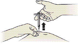 Using slow and constant pressure, push the plunger rod all the way down until it reaches the bottom. - Illustration