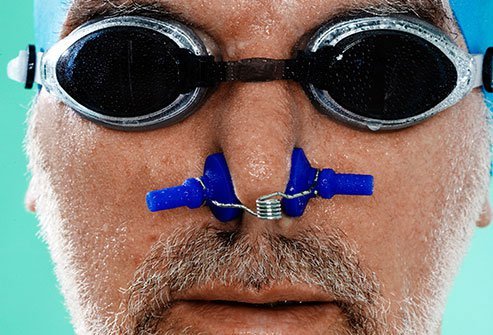 Chlorine in pools can irritate the passageways of your nose.