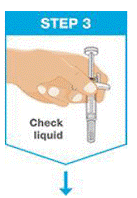 Place the white needle sleeve straight (90° angle) against the raised injection site - Illustration Place the white needle sleeve straight (90° angle) against the raised injection site - Illustration