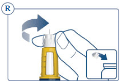 Carefully remove the needle from the Pen by turning the needle counterclockwise Place the needle in an FDA-cleared sharps disposal container immediately to reduce the risk of a needle stick - Illustration